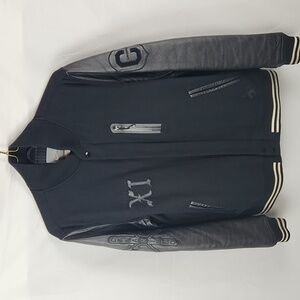 Nike NSW Canarinho Destroyer Bomber Jacket Mens Large Black Leather Wool Retro